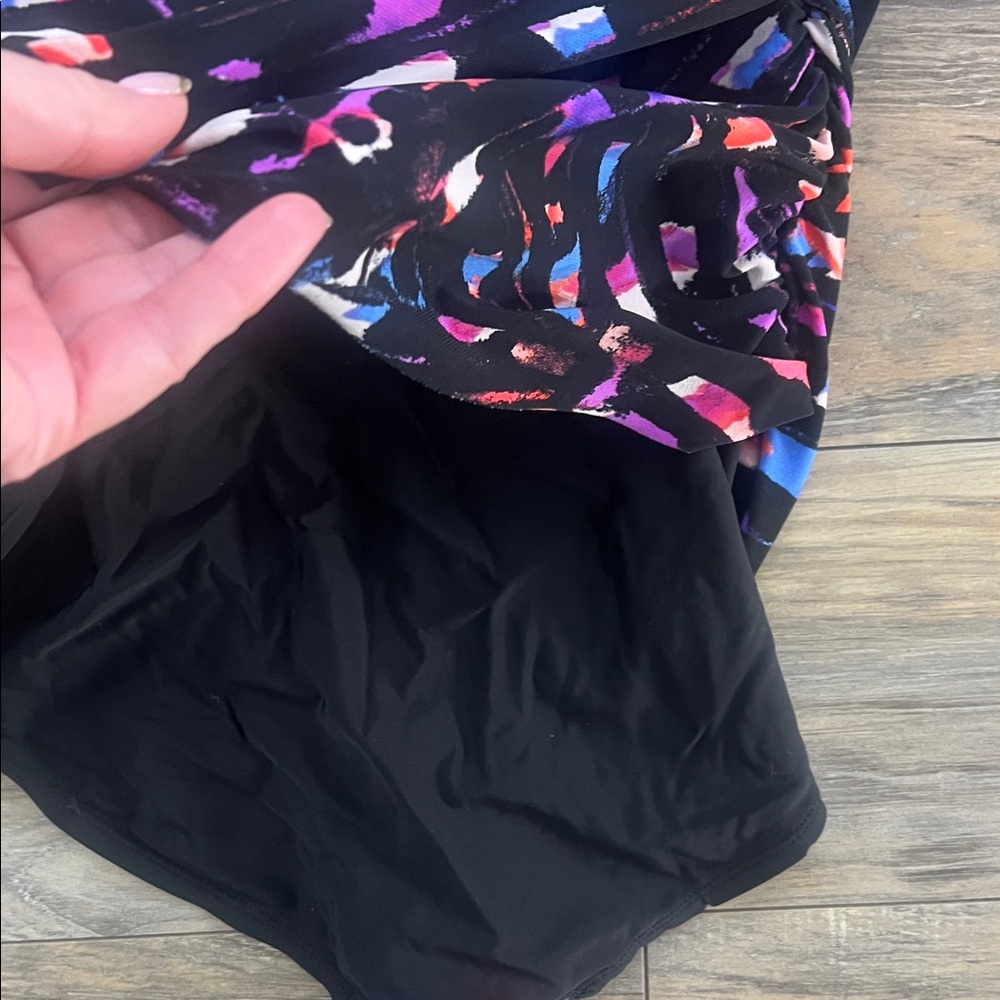 Aqua Green Women's One Piece Swimsuit - Black and Pink Pattern - Picture 3 of 6